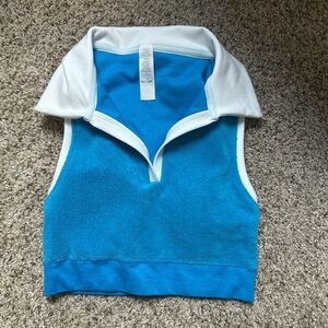 Blue and White Women's Sleeveless Top